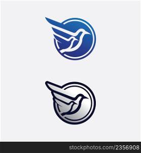 Birds and swallow dove logo design and vector animal wings and flying bird