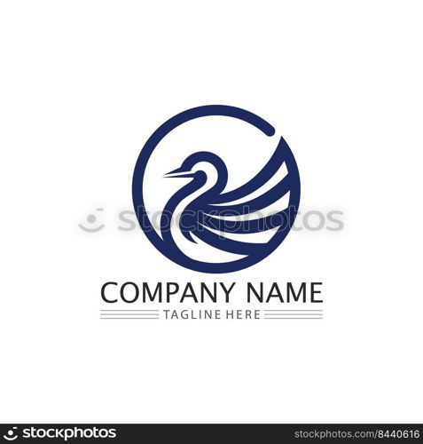 Birds and swallow dove logo design and vector animal wings and flying bird