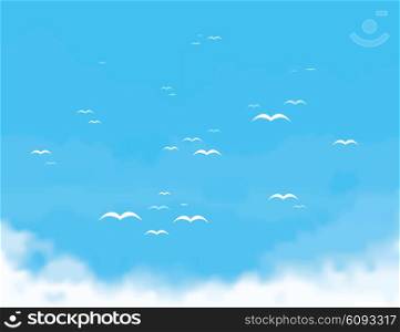 Birds fly in the sky. Vector illustration