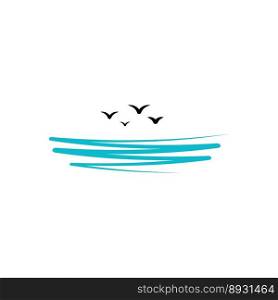 birds flying over sea vector logo icon design