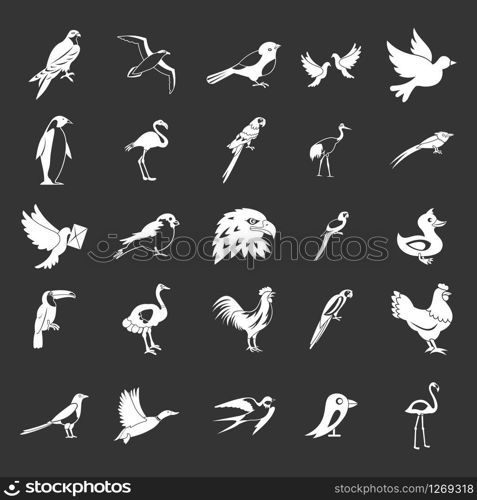 Birds icon set vector white isolated on grey background . Birds icon set grey vector