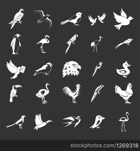 Birds icon set vector white isolated on grey background . Birds icon set grey vector