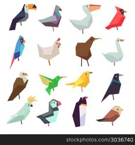 Birds in flat style vector collection. Birds in flat style vector collection. Chicken and parrot, sparrow and pigeon illustration