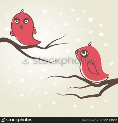 Birds in love. Vector illustration.