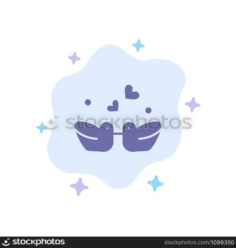 Birds, Lovebirds, Couple, Ducks Blue Icon on Abstract Cloud Background