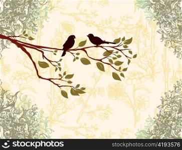 birds on a branch vector illustration