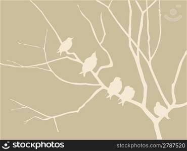 birds silhouette on brown background, vector illustration