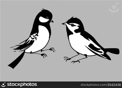 birds silhouettes on gray background, vector illustration
