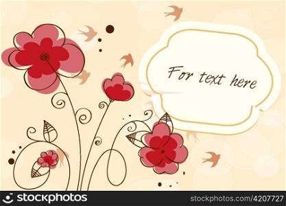 birds with floral vector illustration