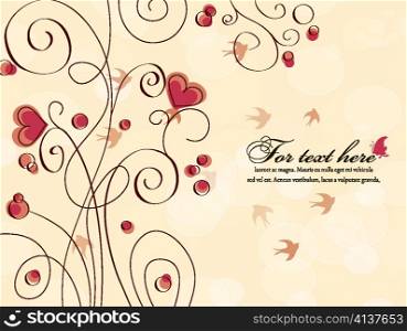 birds with hearts vector illustration