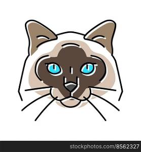birman cat cute pet color icon vector. birman cat cute pet sign. isolated symbol illustration. birman cat cute pet color icon vector illustration