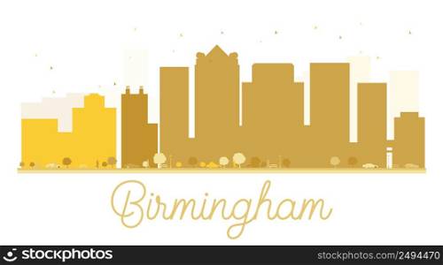 Birmingham City skyline golden silhouette. Vector illustration. Simple flat concept for tourism presentation, banner, placard or web site. Business travel concept. Cityscape with landmarks