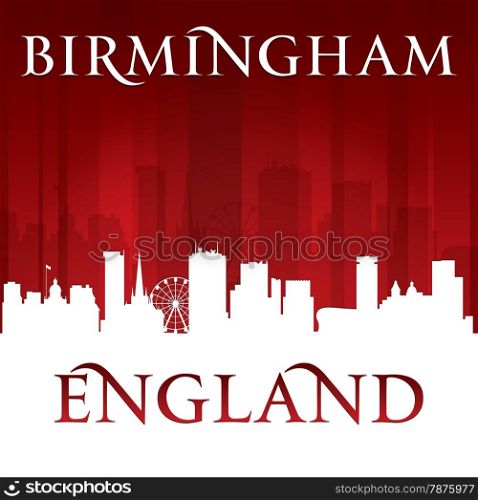 Birmingham England city skyline silhouette. Vector illustration