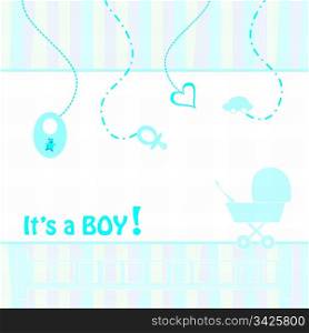 Birth Announcement Card - baby boy, vector illustration