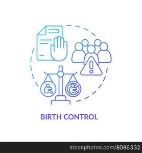Birth control blue gradient concept icon. Contraceptive method. Pregnancy prevention. Women empowerment. Reproductive right abstract idea thin line illustration. Isolated outline drawing. Birth control blue gradient concept icon