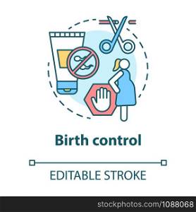 Birth control concept icon. Contraception idea thin line illustration. Pregnancy prevention. Reproductive system, fertility. Female healthcare vector isolated outline drawing. Editable stroke