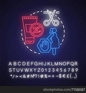 Birth control neon light concept icon. Contraception idea. Pregnancy prevention. Reproductive system, fertility. Glowing sign with alphabet, numbers and symbols. Vector isolated illustration