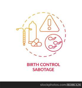 Birth control sabotage red gradient concept icon. Family abuse. Unwanted pregnancy. Sexual health. Reproductive choice. Human right abstract idea thin line illustration. Isolated outline drawing. Birth control sabotage red gradient concept icon