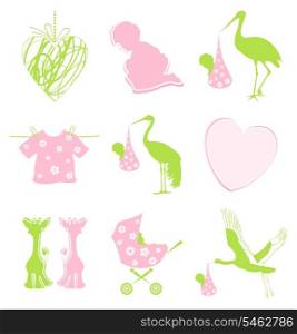 Birth icon. Set of icons on a children theme. A vector illustration