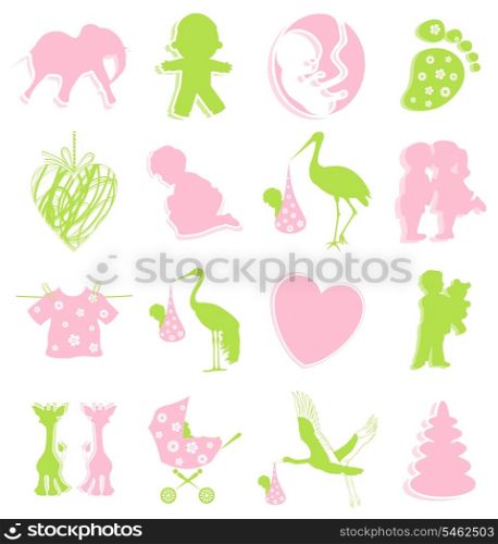 Birth icon2. Set of icons on a children theme. A vector illustration