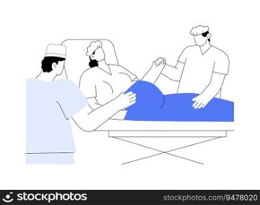 Birth partner abstract concept vector illustration. Pregnant woman giving birth with partner, gynecology healthcare services, labour process, maternity hospital abstract metaphor.. Birth partner abstract concept vector illustration.