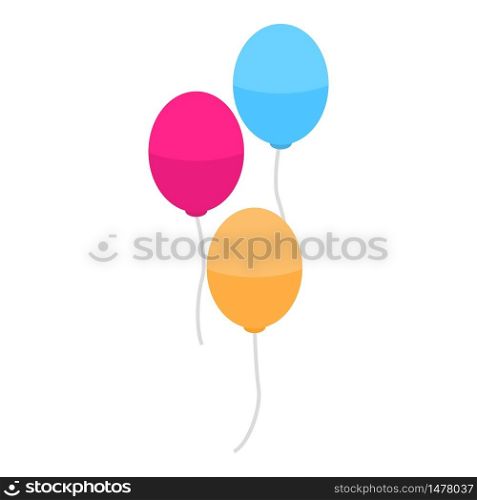 Birthday air balloons icon. Isometric of birthday air balloons vector icon for web design isolated on white background. Birthday air balloons icon, isometric style