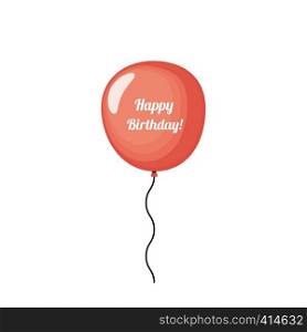 Birthday balloon. Red balloon flat icon for celebrate. Red birthday balloon