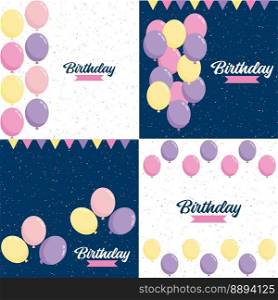 Birthday banner with frame and hand-drawn cartoon watercolor balloons symbolizing a birthday party design suitable for holiday greeting cards and birthday invitations