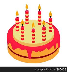 Birthday cake candle icon. Isometric illustration of birthday cake candle vector icon for web. Birthday cake candle icon, isometric 3d style