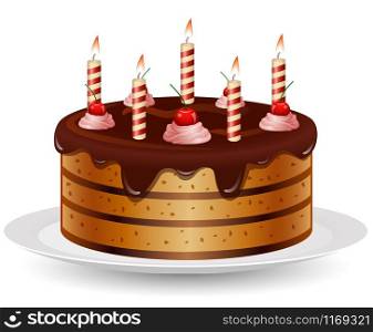 Birthday cake cartoon isolated on white background