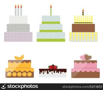 Birthday Cake Flat Icon Set for Your Design, Vector Illustration Eps10. Birthday Cake Flat Icon Set for Your Design, Vector Illustration