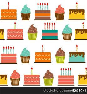 Birthday Cake Flat Seamless Pattern Background Vector Illustration EPS10. Birthday Cake Flat Seamless Pattern Background Vector Illustrati