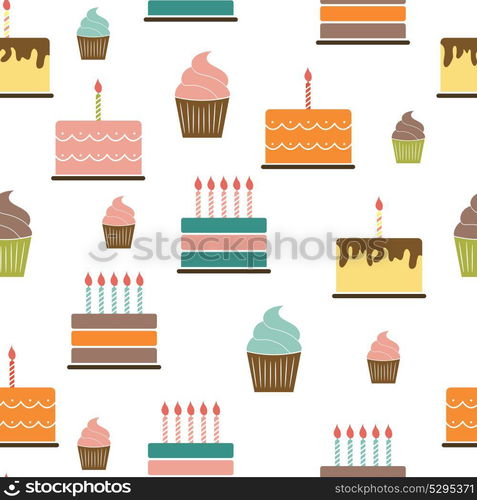 Birthday Cake Flat Seamless Pattern Background Vector Illustration EPS10. Birthday Cake Flat Seamless Pattern Background Vector Illustrati