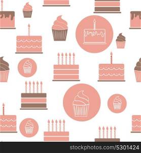 Birthday Cake Flat Seamless Pattern Background Vector Illustration EPS10. Birthday Cake Flat Seamless Pattern Background Vector Illustrati