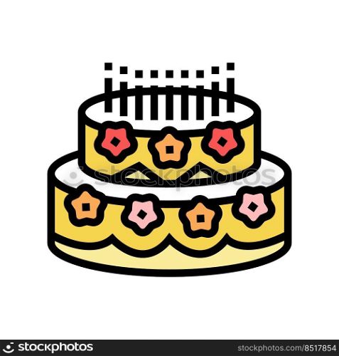 birthday cake food dessert color icon vector. birthday cake food dessert sign. isolated symbol illustration. birthday cake food dessert color icon vector illustration