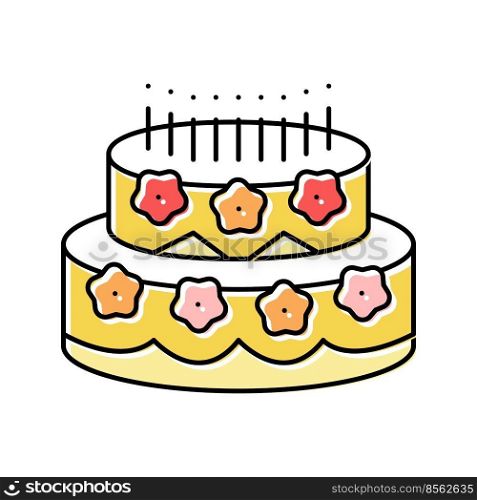 birthday cake food dessert color icon vector. birthday cake food dessert sign. isolated symbol illustration. birthday cake food dessert color icon vector illustration