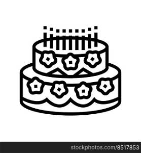 birthday cake food dessert line icon vector. birthday cake food dessert sign. isolated contour symbol black illustration. birthday cake food dessert line icon vector illustration