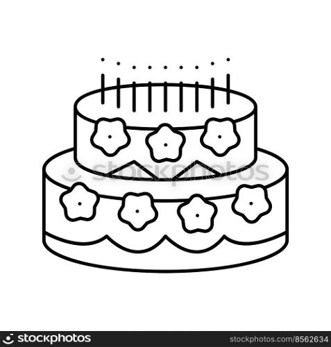 birthday cake food dessert line icon vector. birthday cake food dessert sign. isolated contour symbol black illustration. birthday cake food dessert line icon vector illustration