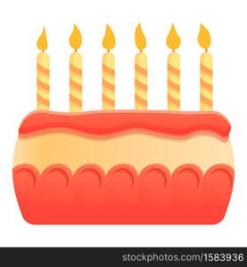 Birthday cake icon. Cartoon of birthday cake vector icon for web design isolated on white background. Birthday cake icon, cartoon style