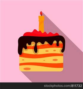 Birthday cake icon. Flat illustration of birthday cake vector icon for web design. Birthday cake icon, flat style