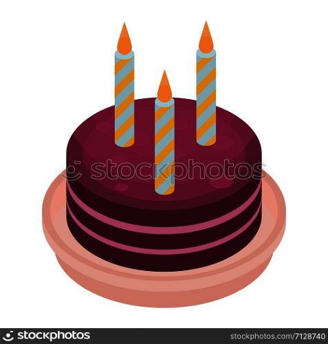 Birthday cake icon. Isometric of birthday cake vector icon for web design isolated on white background. Birthday cake icon, isometric style