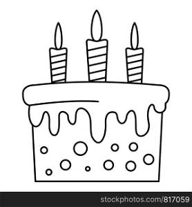 Birthday cake icon. Outline birthday cake vector icon for web design isolated on white background. Birthday cake icon, outline style