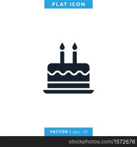 Birthday Cake Icon Vector Design Template.