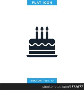 Birthday Cake Icon Vector Design Template.