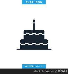 Birthday Cake Icon Vector Design Template