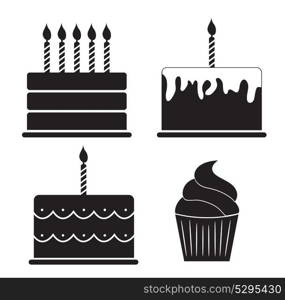 Birthday Cake Silhouette Set Vector Illustration EPS10. Birthday Cake Silhouette Set Vector Illustration