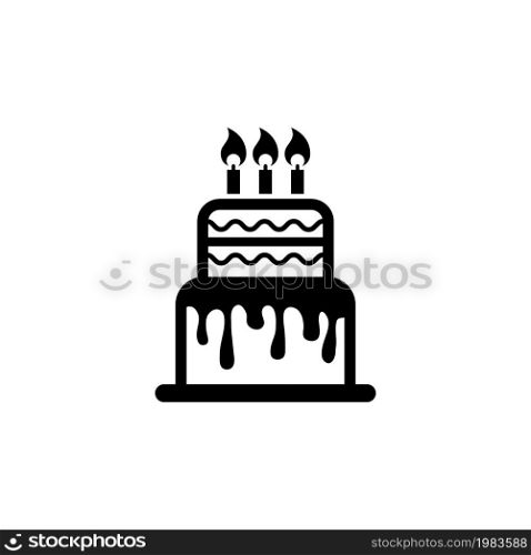 Birthday Cake, Sweet Pie. Flat Vector Icon illustration. Simple black symbol on white background. Birthday Cake, Sweet Pie sign design template for web and mobile UI element. Birthday Cake, Sweet Pie Flat Vector Icon
