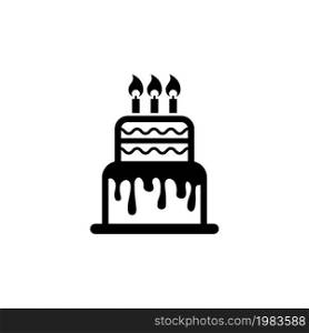 Birthday Cake, Sweet Pie. Flat Vector Icon illustration. Simple black symbol on white background. Birthday Cake, Sweet Pie sign design template for web and mobile UI element. Birthday Cake, Sweet Pie Flat Vector Icon
