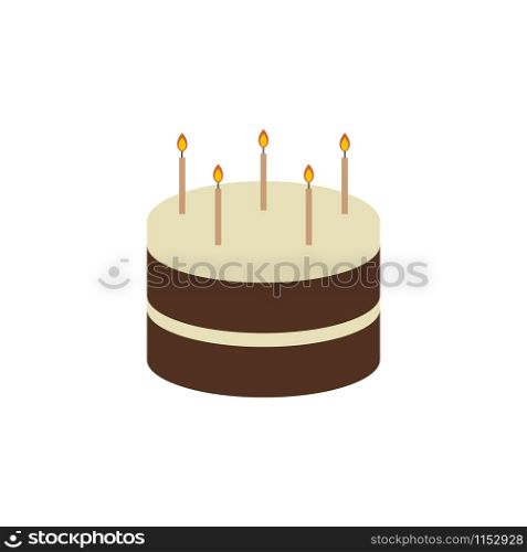 Birthday cake with candle. Chocolate cake