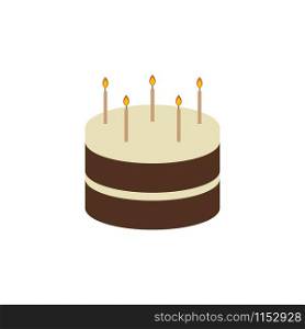 Birthday cake with candle. Chocolate cake